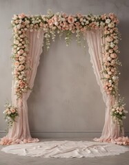Elegant artificial flower backdrop with lace & ribbons  Romantic home decor , white, feminine, lace