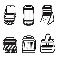 Chaff cutter farm tool line art vector style illustration