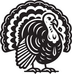 Black and White Turkey Bird Vector Illustration
