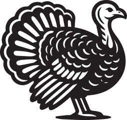 Black and White Turkey Bird Vector Illustration