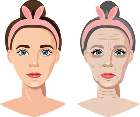  young and old female face