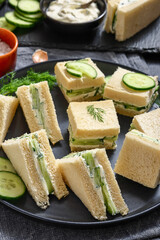 cucumber sandwiches with tasty cream cheese spread