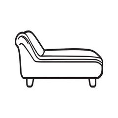 Classic chaise lounge hand drawn line art vector graphic
