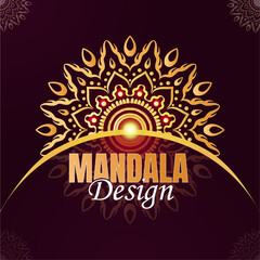 Modern Mandala template design with flower golden color shape.