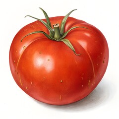 A Fresh and Juicy Red Tomato From the Garden on White Background