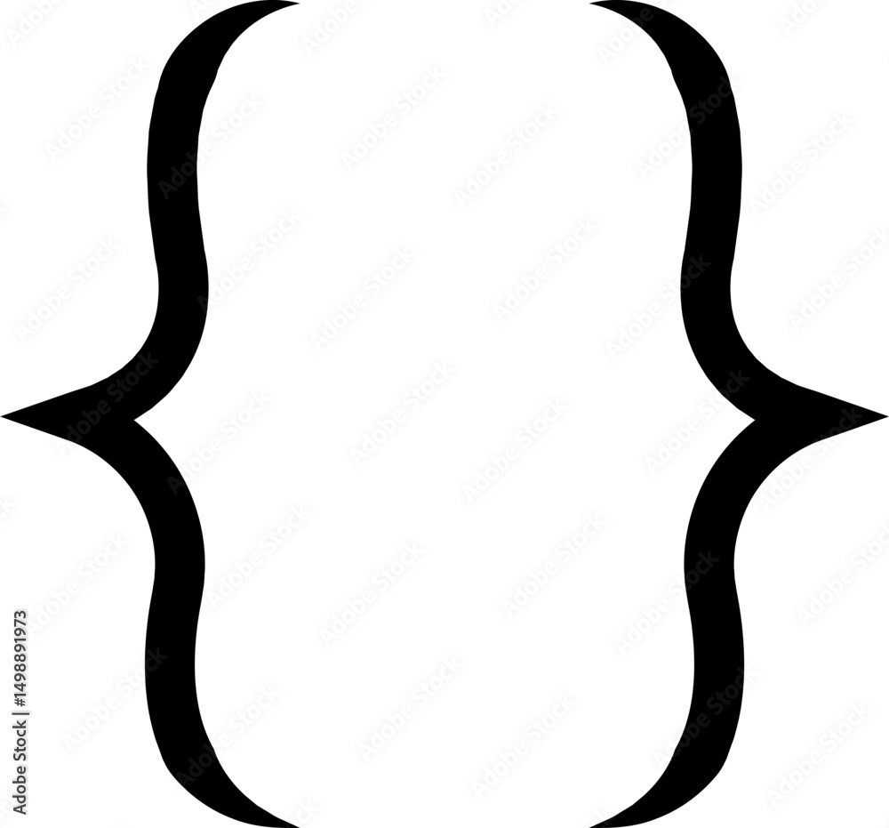 Fototapete text brackets icon. black quotation marks. curly braces, double symmetric and angle. vintage typogra