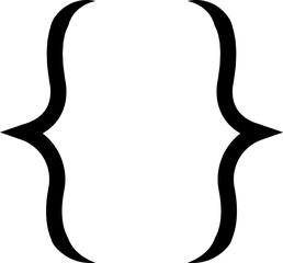 Text brackets icon. Black quotation marks. Curly braces, double symmetric and angle. Vintage typographic symbol calligraphic quote frame. Doodle, element lettering. Vector for punctuation math.