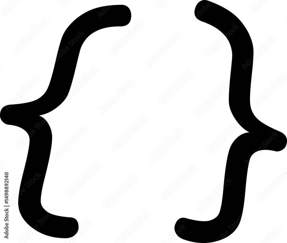 Fototapete text brackets icon. black quotation marks. curly braces, double symmetric and angle. vintage typogra