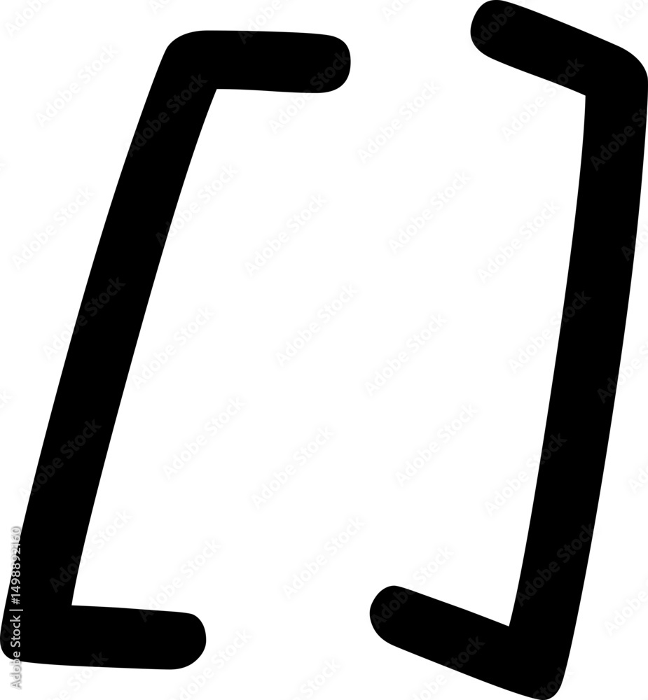Fototapete Text brackets icon. Black quotation marks. Curly braces, double symmetric and angle. Vintage typographic symbol calligraphic quote frame. Doodle, element lettering. Vector for punctuation math.