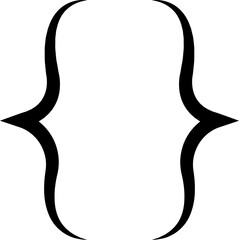 Text brackets icon. Black quotation marks. Curly braces, double symmetric and angle. Vintage typographic symbol calligraphic quote frame. Doodle, element lettering. Vector for punctuation math.