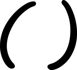 Text brackets icon. Black quotation marks. Curly braces, double symmetric and angle. Vintage typographic symbol calligraphic quote frame. Doodle, element lettering. Vector for punctuation math.