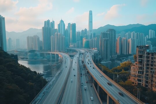 Bridging the digital divide at World Telecommunication Day in an urban landscape showcasing infrastructure and modern city life