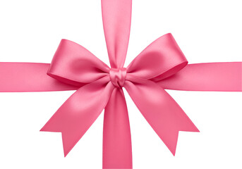 Pink Gift Ribbon with Bow isolated on transparent background Generative Ai.

