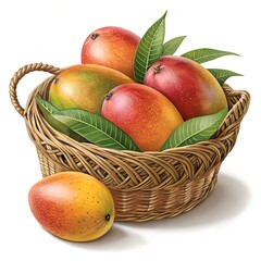 Delicious Mangoes Freshly Picked and Arranged in a Beautiful Basket