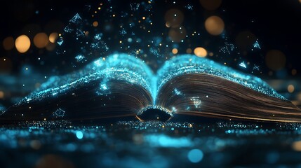 Cloud of data points shaping an open book