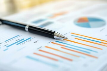 Detailed business report showcasing various graphs and charts highlighting key metrics, trends, and analysis for effective decision making in an office setting