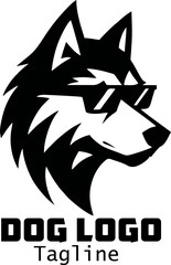 Vector Silhouette of Dog Logo on White Background