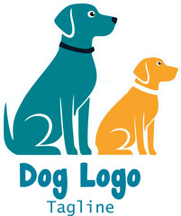 Vector Silhouette of Dog Logo on White Background