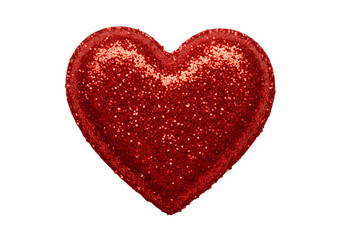 Red glitter heart isolated on transparent background Generative Ai.
