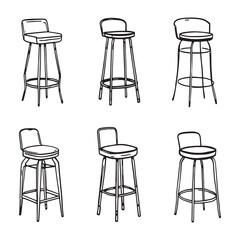 clean line art of bar stool furniture vector graphic