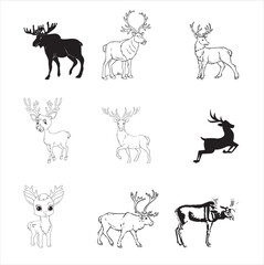 High-Quality Moose Vector Design with Forest Elements and Wildlife image.
