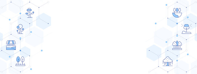 Forest Banner Vector Illustration with Two-sided Icon Style. Line Duotone icon. Containing. tree, forest, trees