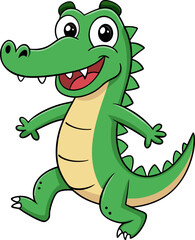 Adorable cartoon gator showing off a playful personality with a happy face in a standing position