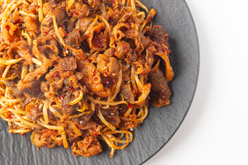 Stir-Fried Cumin Beef on a White Background