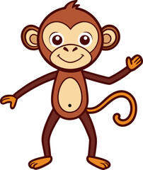 Obraz premium Cartoon monkey spreading arms with a big smile in animated playful stance for lively animal scenes