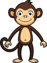 Energetic cartoon monkey waving in a happy jumping position perfect for storybooks or games © kdpprosolutions2015