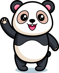 Happy panda standing up in fun and energetic gesture perfect for books or app illustrations