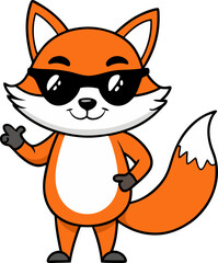 Cool cartoon fox wearing sunglasses and showing playful vibe in modern fun design for prints