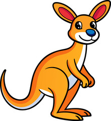 Playful cartoon kangaroo with curious expression in a bouncy pose perfect for character-based design