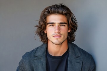 Obraz premium confident young man in relaxed outfit, well-groomed hair, contemporary fashion