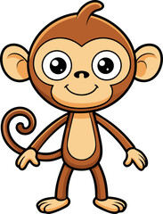 Happy cartoon monkey dancing with joyful expression in fun jungle character design style