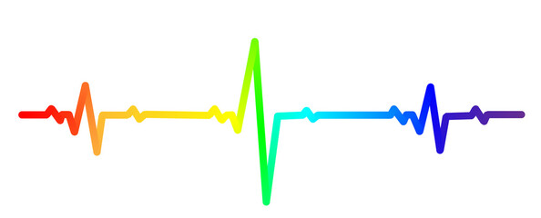 Rainbow ECG pulse line isolated on white
