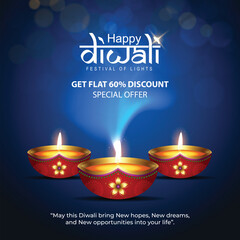 Vector illustration of Happy Diwali social media feed template written text means happy Diwali
