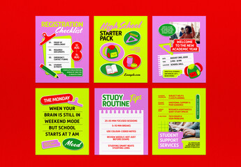 Green and Pink Scrapbooking High School Education Social Media