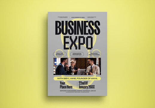 Gray Bold Minimalism Business Expo Flyer Layout