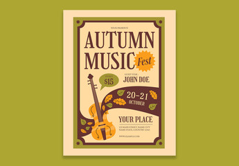 Green Vintage Aesthetic Autumn Music Flyer Layout