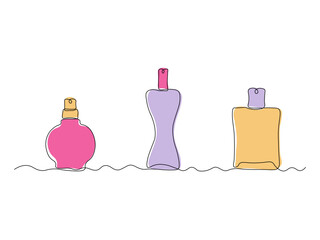 An abstract set of different toilet waters, continuous single one line art hand drawing sketch logo