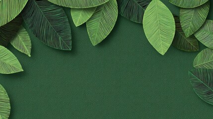 Stylized Green Leaf Pattern on Botanical Background for Creative Use