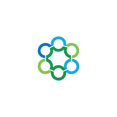 Technology vector logo with green leaf, global map, computer and technological elements