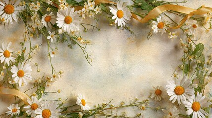 Elegant Spring Frame with Daisy Garland and Soft Ribbon Accents