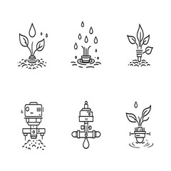 drip irrigation system line art vector simple design