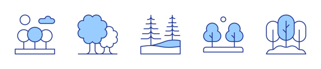 forest, tree, trees, landscape. Forest Icon vector illustration. Line Duotone style. Editable stroke