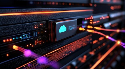 Fototapeta premium Secure cloud storage solutions for businesses data protection technology server room digital security concepts