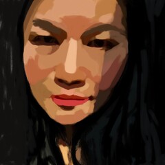 アジア人ポートレート、影