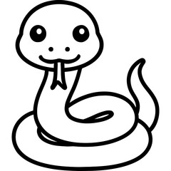 Fototapeta premium Cartoon snake with bold black outline