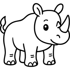 Fototapeta premium Cartoon-Style Rhinoceros Coloring outline